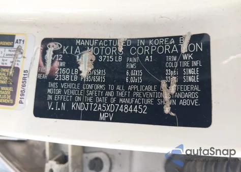 2013 Kia Soul from USA, damaged, VIN KNDJT2A5XD7484452